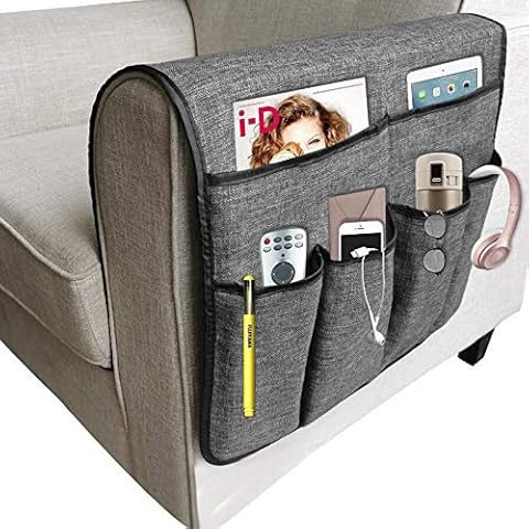 IPENNY Anti-Slip Couch Sofa Armrest Organiser Chair Bedside Storage Pocket TV Remote Holder Bed Storage Pocket Bag Cover