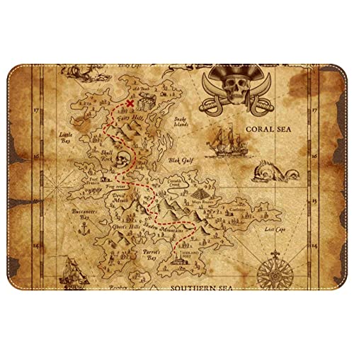 Pirate Treasure Map, Indoor Door Mat Front Door Mats Entryway Rug Non-Slip Absorbent Area Rugs Resist Dirt Rugs for Room Decor 16 x 24 Inch