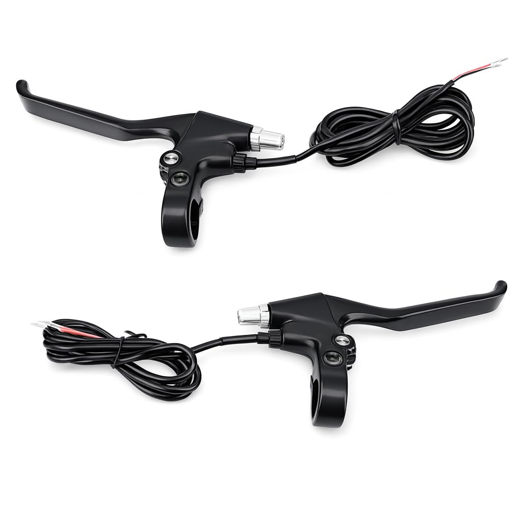 Photo 1 of 1 Pair Brake Lever Universal Aluminum Alloy 4 Finger Brake Levers 2 Wires Left & Right Brake Handles for Electric