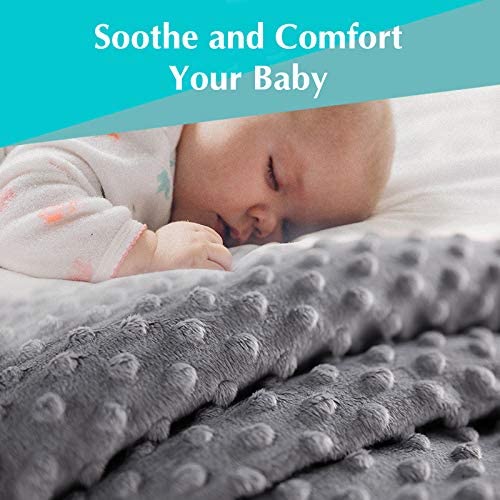 Image of American Baby Company Heavenly Soft Chenille Receiving Blanket 30 inchx40 inch, 2-Layer Minky Dot & Silky Satin, Gray, Warm for Baby Boys & Girls