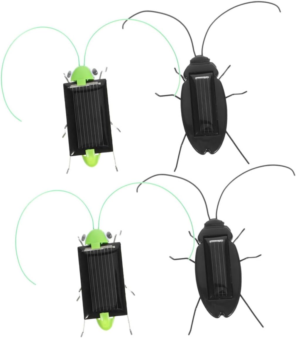 4pcs Solar Powered Insect Realistic Plastic Bugs for Science Experiments Educational Solar Experiment Props for Indoor and Hands Learning with Energy