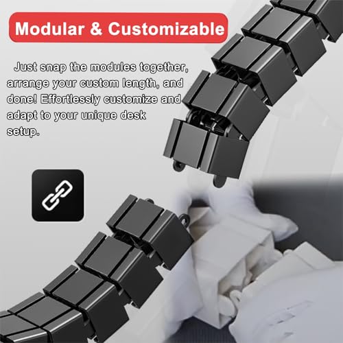 Under-Desk Cable Management Spine, Flexible Snake - Like Cables Duct for Office/Home/Study/Gaming Table, Commercial ABS Plastic Cord Hider(Black,100cm/39.4in) miniatura 4