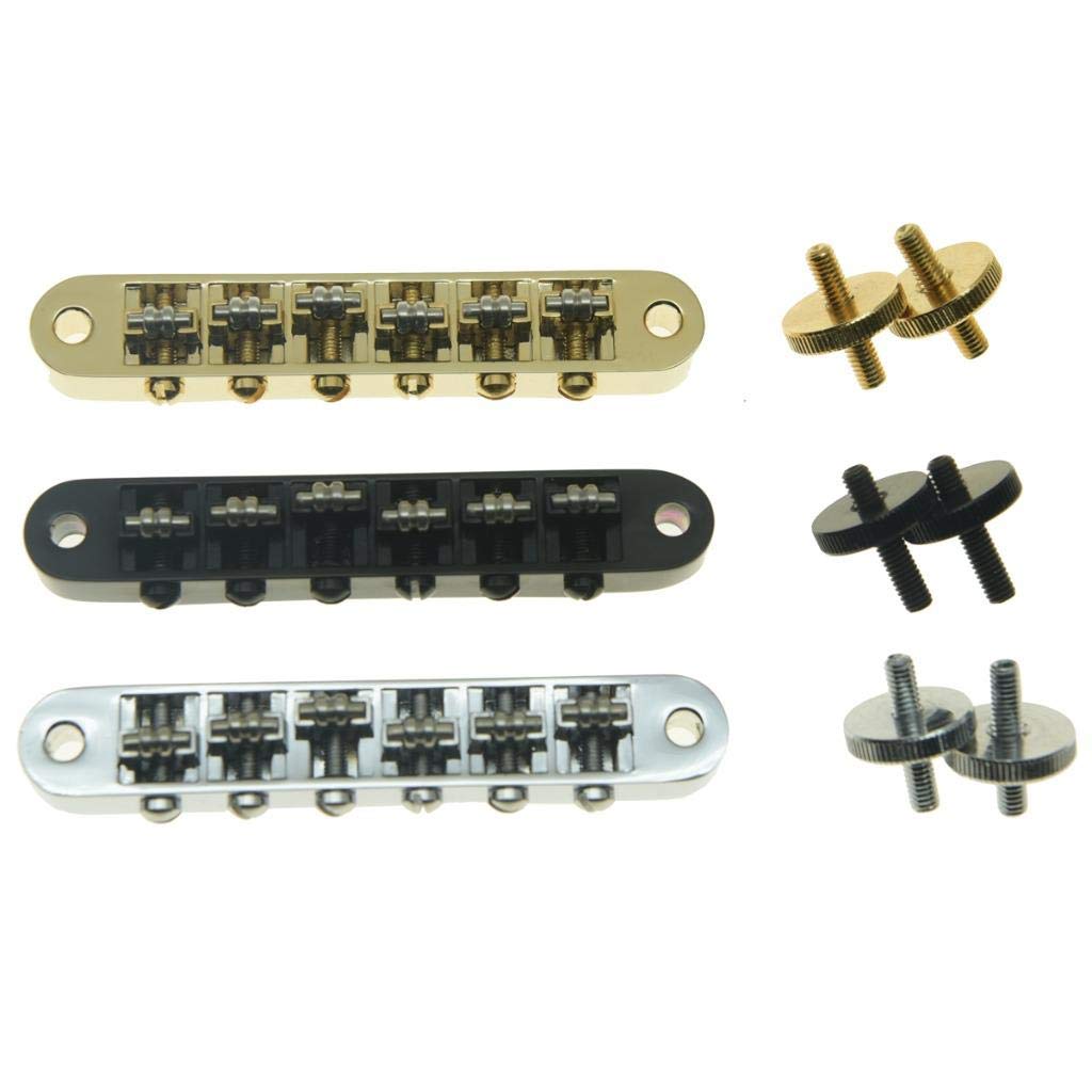 KAISH Chromowany rolkowy mostek siodełkowy Tune-O-Matic do gitary Les Paul, SG, ES Dot, Gretsch Bigsby z gwintowanymi słupkami M4