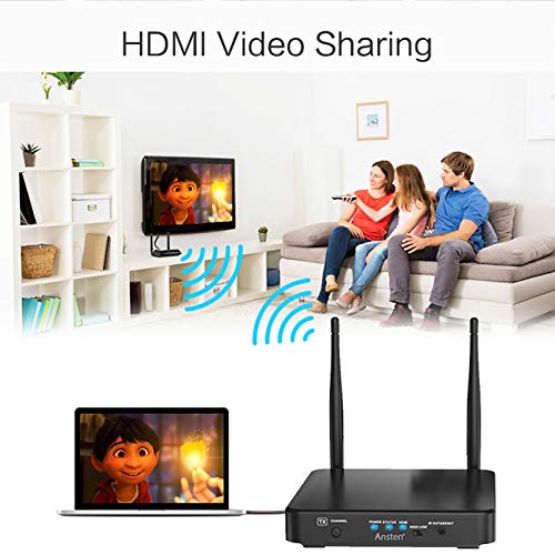 HDMI Wireless Extender, Ansten 660ft /200m Wireless AV Transmiiter and Receiver with Loop-Out Support 1080P@60Hz Full HD IR Passback Transmit Video Audio from PC, Netflix, YouTube, Xbox to HDTV/Pro
