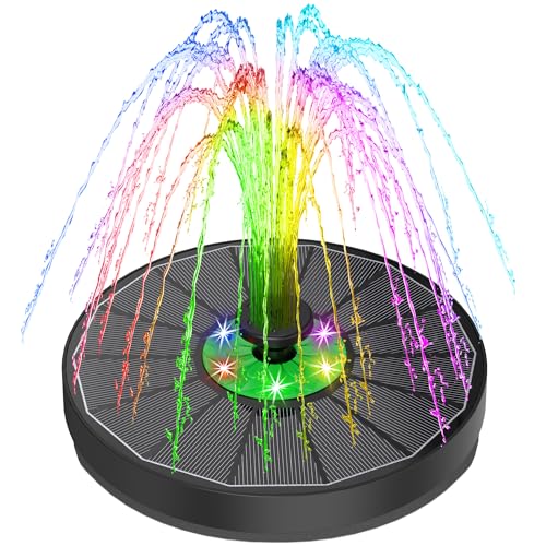 Yzert Solar Fountain with LED Lights Green Flower, 3.5W Glass Solar Bird Bath Fountains Pump with 2200 mAh Battery, Solar Water Fountain for Bird Bath, Garden, Outdoor, Pond -Black Panel Colorful