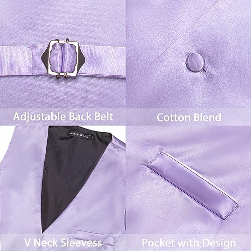 Image of Barry.Wang Vest for Men Business /Leisure Dress Suit Vests V-neck 2 Pockets Wedding Party Tuxedo Satin Waistcoat