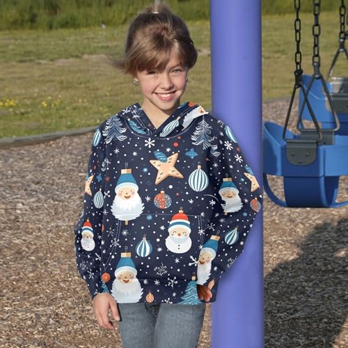 Kids Hoodies Sweaters Christmas Xmas Santa Claus Hooded Sweatshirts with Big Pockets for Boys Girls B04003624