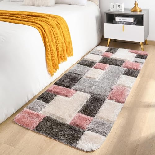 Image of 2x5 feet Soft Runner Rug for Living Room and Bedroom, Modern Indoor Floor Carpet with Non-Slip Backing, Comfortable Decorative Home Decor Rug, Easy Clean & Durable- (3D Pink B, Rectangular)