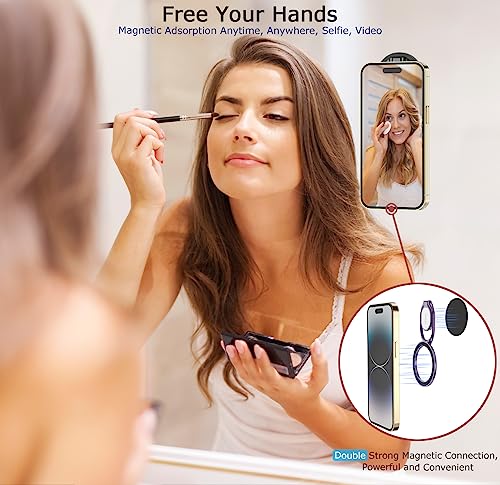 Image of Doflyesky Metal Magnetic Phone Ring Holder, Double Adjustable Phone Grip and Stand Compatible with MagSafe Ring Holder, Compatible with PopSockets MagSafe Ring Grip, Compatible with Case /Cover