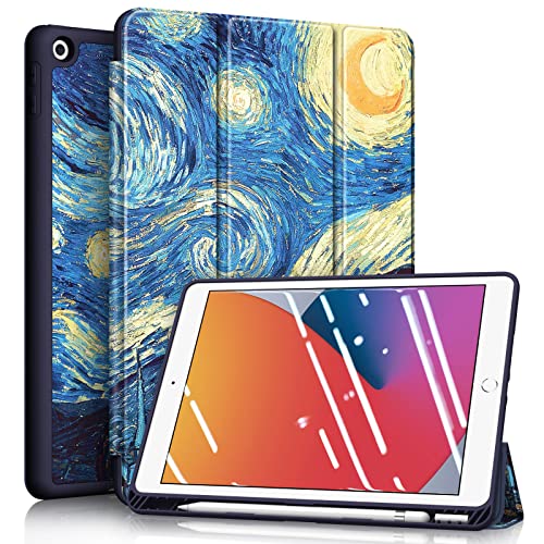 FINTIE Custodia per iPad 10.2 Pollici 9a / 8a / 7a Generazione (2021 2020 2019) con Built-in Pencil Holder - Sottile Leggero Cover Posteriore in Morbido TPU con Auto Sveglia/Sonno, Starry Night