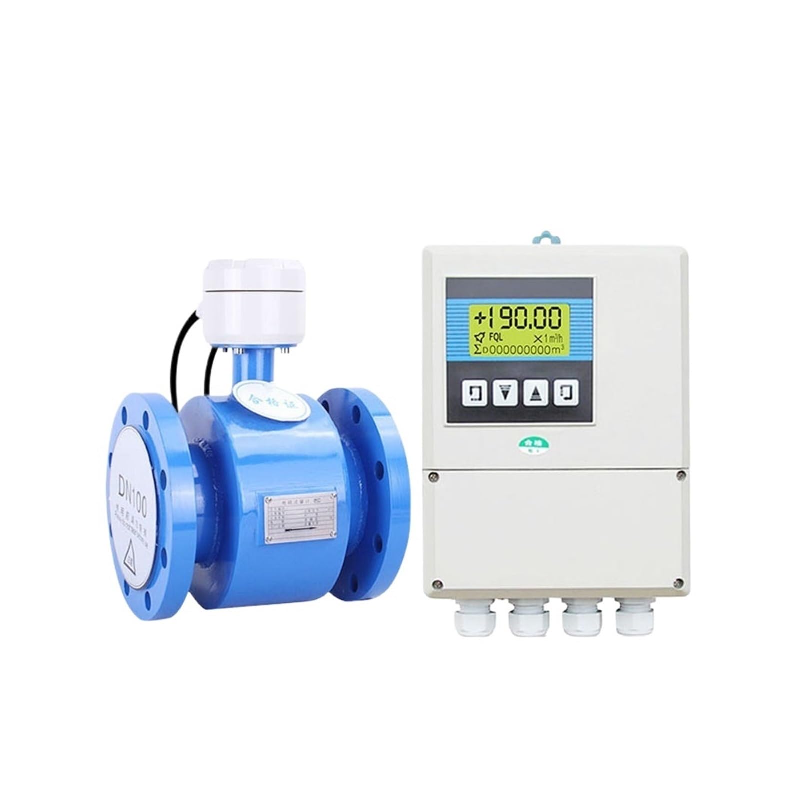 Medidor de caudal ultrasónico, caudalímetro electromagnético dividido, for tuberías de aguas residuales industriales, de acero inoxidable, anticorrosión, inteligente, DN80.(Dn25 Ptfe)