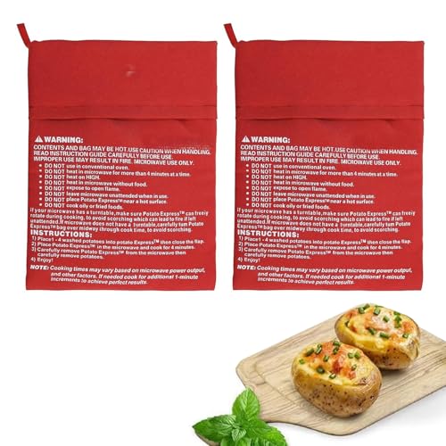 Bolsa Patatas Microondas,2 PCS Bolsa Reutilizable Lavable,Bolsa de Cocina Perfecto Patatas,Bolsa Patatas Guardar,Bolsa Asar Patatas,para Boniatos,Pan y Verduras