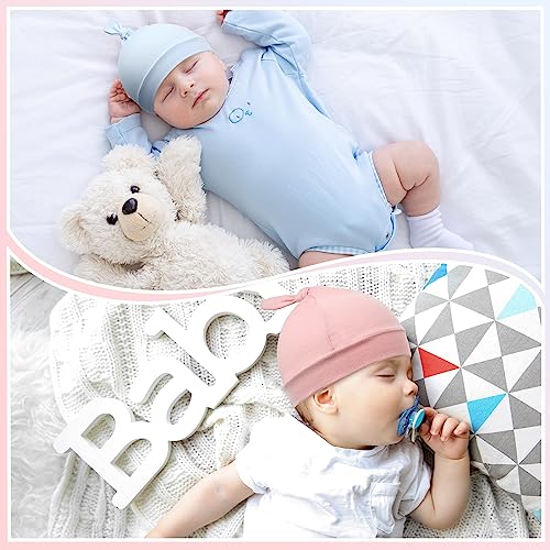 Jiuguva 16 Pcs Baby Newborn Hats Set Knot Beanie Soft Autumn Winter Infant Baby Caps 0-12 Months Spandex Cotton Hat for Girls Boys Shower Supply, 16 Colors 6