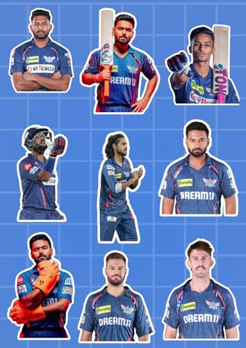 Image of Lucknow LSG Stickers - Pack of 25 | Waterproof Vinyl LSG Cricket Stickers for Laptop, Phone, Water Bottle, Bike, Car, Notebook | Self Adhesive Glossy Sticker Pack 2026