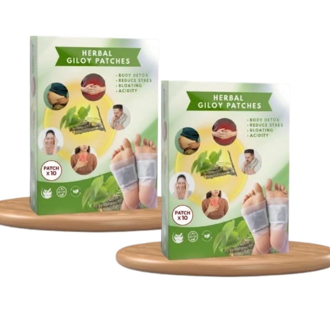 Herbal Giloy Detox Foot Patches (10 Patches) | Body Detox Support, Stress Relief & Bloating Comfort | Natural Overnight Foot Care Patches (2)