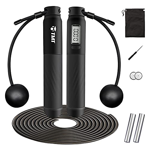 Jump Rope with Counter(Upgraded Version),Weighted Jump Rope for Fitness,Adjustable Length Skipping Rope with Calorie Counter - Cordless Jumping Rope Men Women Kids Indoor and Outdoor Exercise Training Ropes