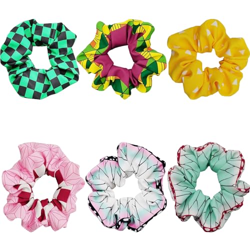 NVVBIK, 6 elastici colorati per capelli a tema anime, per donne e ragazze, elastici per coda di cavallo, accessori per capelli per costumi cosplay