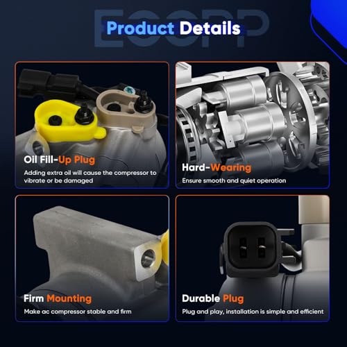 Image of ECCPP AC Compressor with Clutch 2014-2015 Fit for Ford Ranger 2.5L 2015 Ford Ranger 2.2L AC Compressor