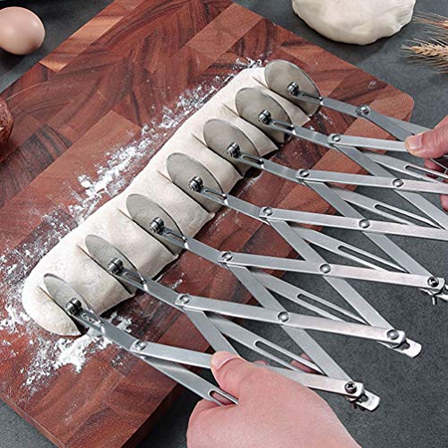LucyPhy 7 Wheel Dough Cutter, Pastry Cutter, Adjustable Stainless Steel Dough Roller Round Cookie Pastry - Thumbnail 2