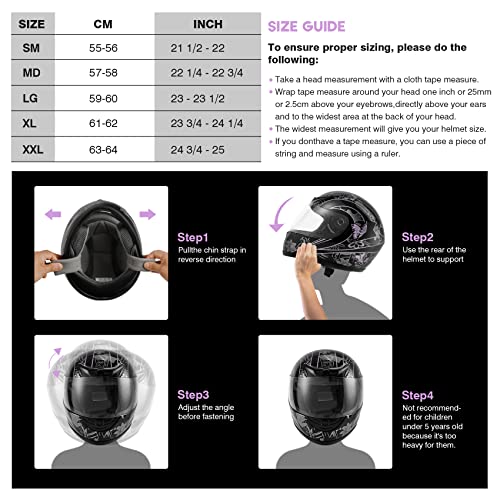 Image of SLMOTO DOT Certified Full Face Adult Motocross Motorcycle Helmet for ATV | DOT certified full face adult motocross motorcycle helmet for ATV off-road riding equipment white pink butterfly S.