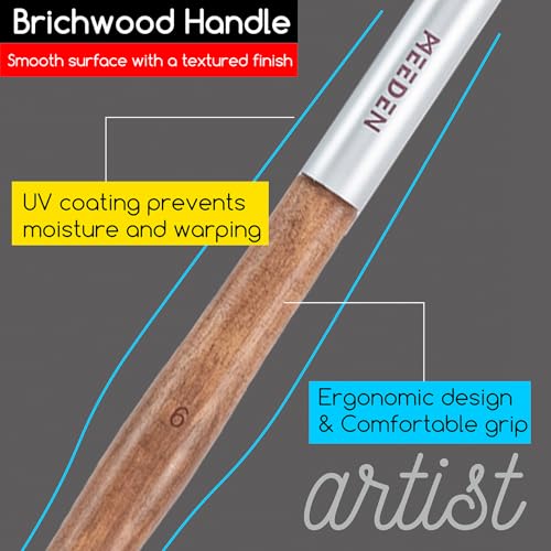 Set de Pinceles para Pintura al Óleo MEEDEN Profesional 10 Piezas Cerdas de Jabalí con Mango de Madera de Abedul miniatura 4