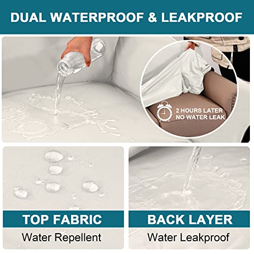 100% Waterproof Couch Covers Dual Waterproof Sofa Cover For Pets Stretch Sofa Slipcover For 3 Cushion Couch Washable Leakproof Sofa Protector Feature Thick Waterproof Fleece Fabric (Sofa, Ivory) #TOP2