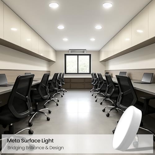 Image of LEDURE 10W Meta Surface Light | Pack of 2 | Round Surface-Mount Ceiling Light for Indoor Use | 800 Lumens Energy Efficient LED Downlight for Home | (Cool White)