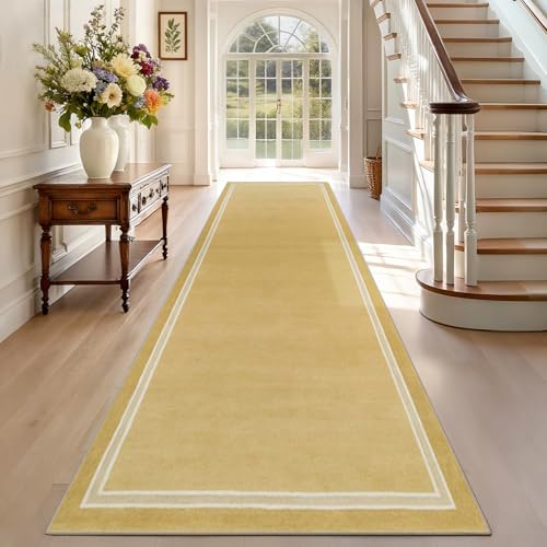TEHWDAIYOU Alfombra Larga para Pasillo Alfombra Cocina Antideslizante Alfombra Pasillo Cocina Absorbente para Entrada Lavanderia 70 x 350 cm Amarillo