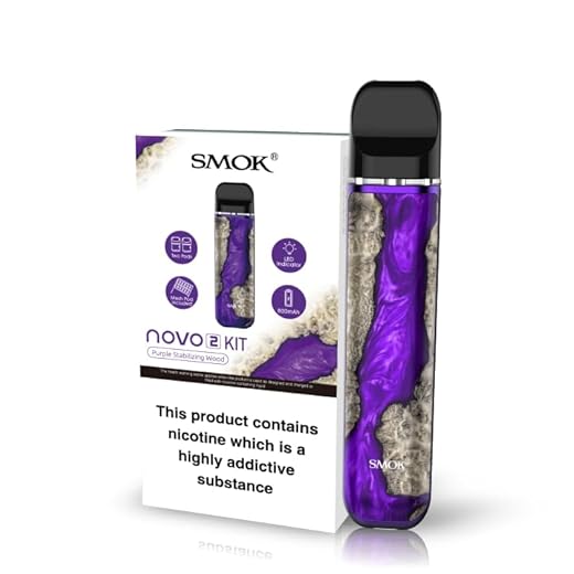 SMOK NOVO 2 Vaping Kit, UltraPortable, Amazing Flavor, Run Nic Salts, All-Day Usage, Utilize Novo POD Series, 2mL Capacity, E Cigarette, E Cig, Starter Kit, SMOK Vaping, No Nicotine (Purple)