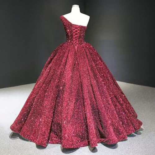 Sequin One Shoulder Toddler Girls Pageant Dress Sparkly Ball Gown Flower Girl Dresses Kids Formal Party Dress2