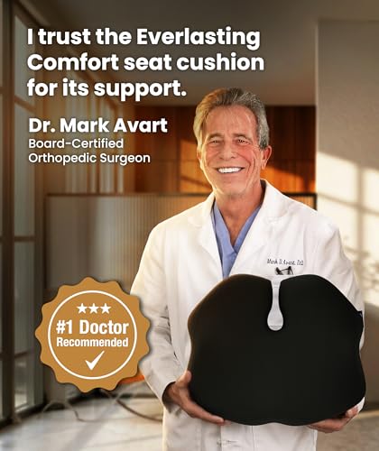 Image of Elevate Series by Everlasting Comfort Doctor Recommended Memory Foam Seat Cushion for Office Chairs & Car - Ergonomic Desk Accessories - Cushions for Tailbone Pain Relief (Charcoal Black, Large)