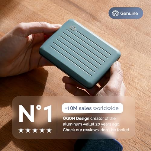 Image of OGON -DESIGNS- Aluminum wallet, Large capacity with metal lock, RFID Protection against fraud and demagnetization, Smart Case OSLO Large model