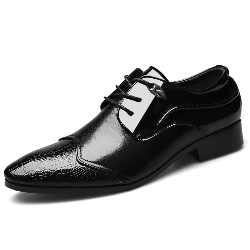 Mens Dress Shoes Crocodile Cracked Stripe Formal Business Oxford Shoes Casual Leather Lace Up Mens Derbys Shoes