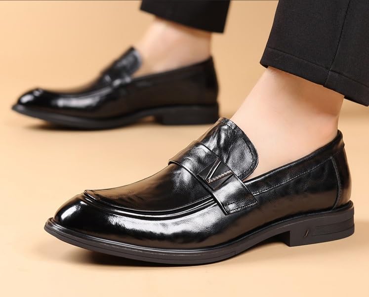 Men's Casual Retro Pointed-Toe Shoes Breathable Comfortable Oxford Slip-On Fashion Business Formal Derby Dress Shoes2