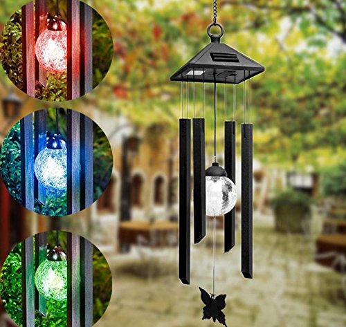 Campanelli Eolici Solari LED Con Luci Colorate - Decorazione Da Giardino A Forma Di Cuore Impermeabile - Foto 8