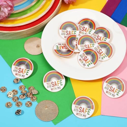 Image of SANNIX 60Pcs You are Safe with Me Pin, Rainbow Enamel Lapel Pins Gay Pride Pin Brooches LGBTQ Supports Badges for Pride Month Clothing Bag Hat Accessories