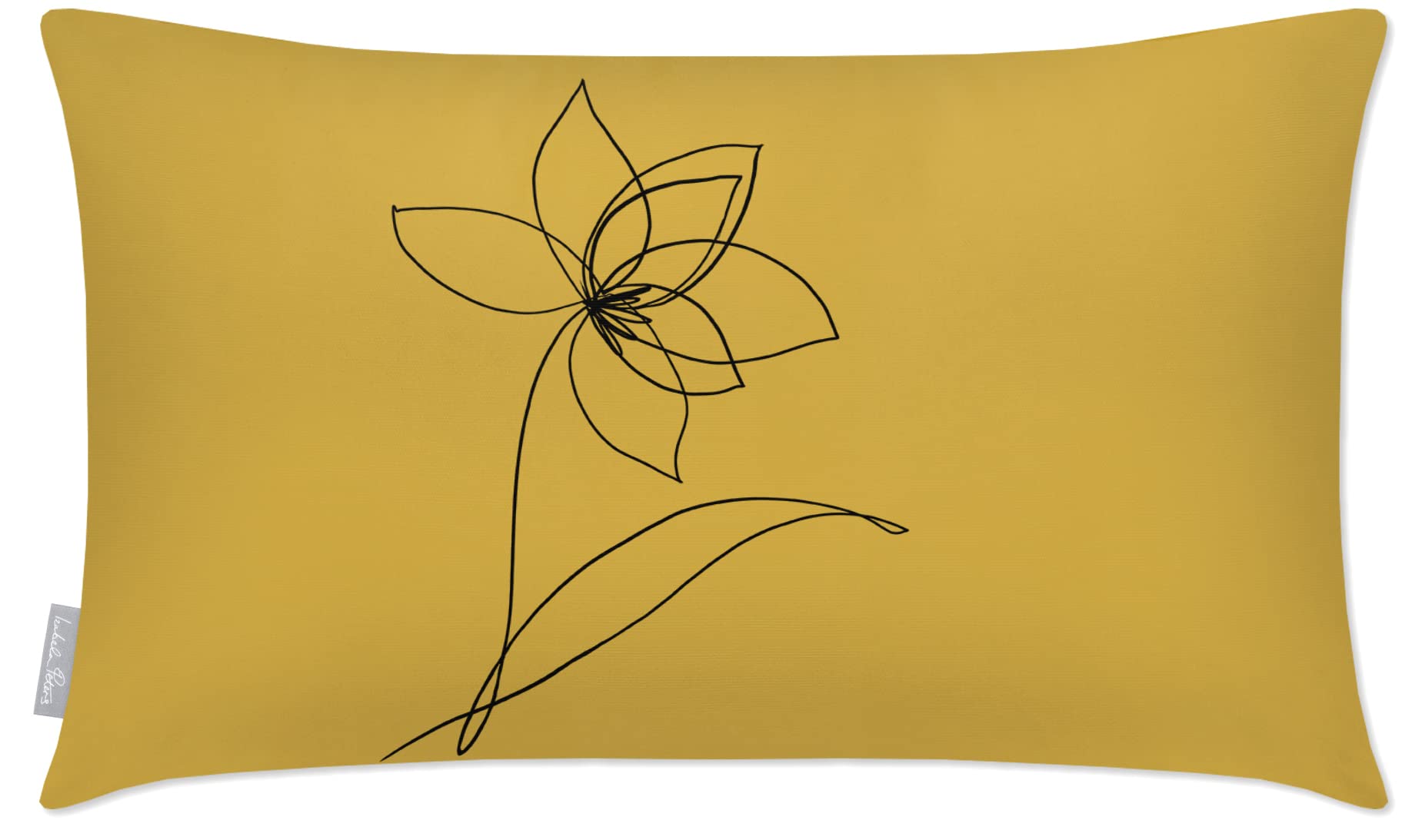 Izabela Peters Mustard Ochre Outdoor Cushions Waterproof, 50 X 30 Cm, Filled Outdoor Cushion, Flower - Garden Furniture Cushions, Outdoor Seat Cushions, Garden Chair Cushions