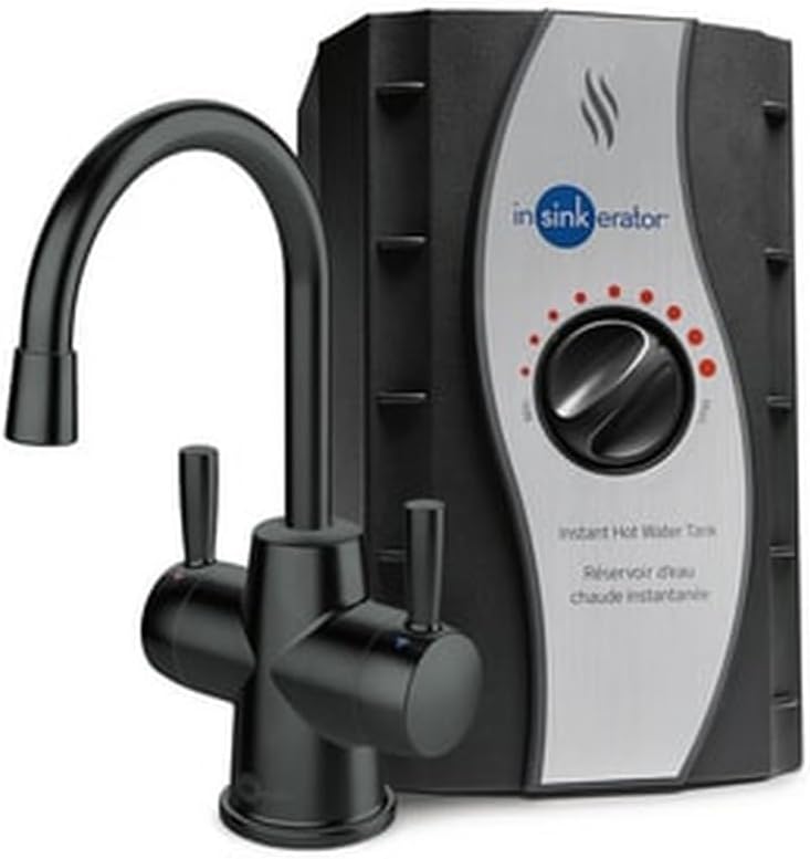 HOT250 Instant Hot and Cold Water Dispenser System, 2-Handle Drinking Water Faucet in Matte Black with 2/3-Gallon, Filter-Compatible, Stainless Steel Tank, HC250MBLK-SS