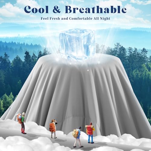 Image of Cooling Comforter Twin Size, Double-Sided Cooling Blanket for Hot Sleepers & Night Sweats, Arc-Chill Q-Max > 0.4 Breathable Ice Blanket, Lightweight Cold Comforter (68''x90'', Light Grey)