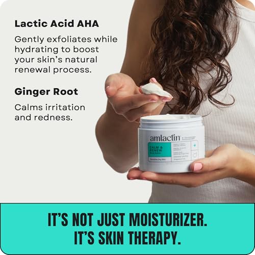 Image of AmLactin Calm & Renew Body Butter, Sensitive Dry Skin, 11 oz | Rich body butter with lactic acid and ginger root exfoliates and moisturizes sensitive dry skin for softer, smoother skin.