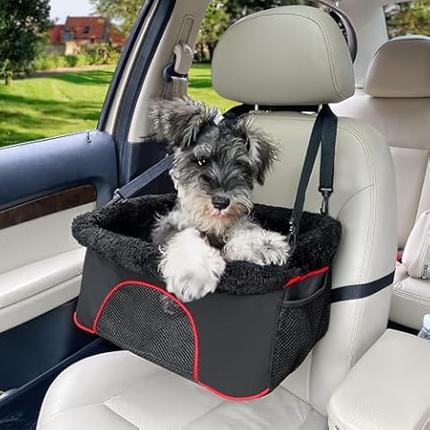 ROODO Dog Car Seat Cat Car Seat Height-Adjustable Dog Car Booster Seat Collapsible PortableMetal Frame Construction Suitable for Small Dogs and Cats Under 20lbs(Black) Cover