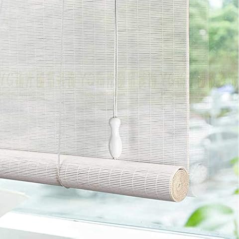 Natur Bambusrollo Raffrollo Rollläden,Pavillon Patio Weiß Sichtschutz Rollos Holzrollo Schattierung Cover