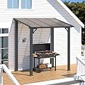 AECOJOY 8' x 5' Grill Gazebo Outdoor Pergola for Patio, 5x8 Lean to Hard Top Grill Gazebo Shelter Pergolas and Gazebos Clearance with Roof, Small Wall-Mounted Heavy Duty Awnings for Patio, Decks