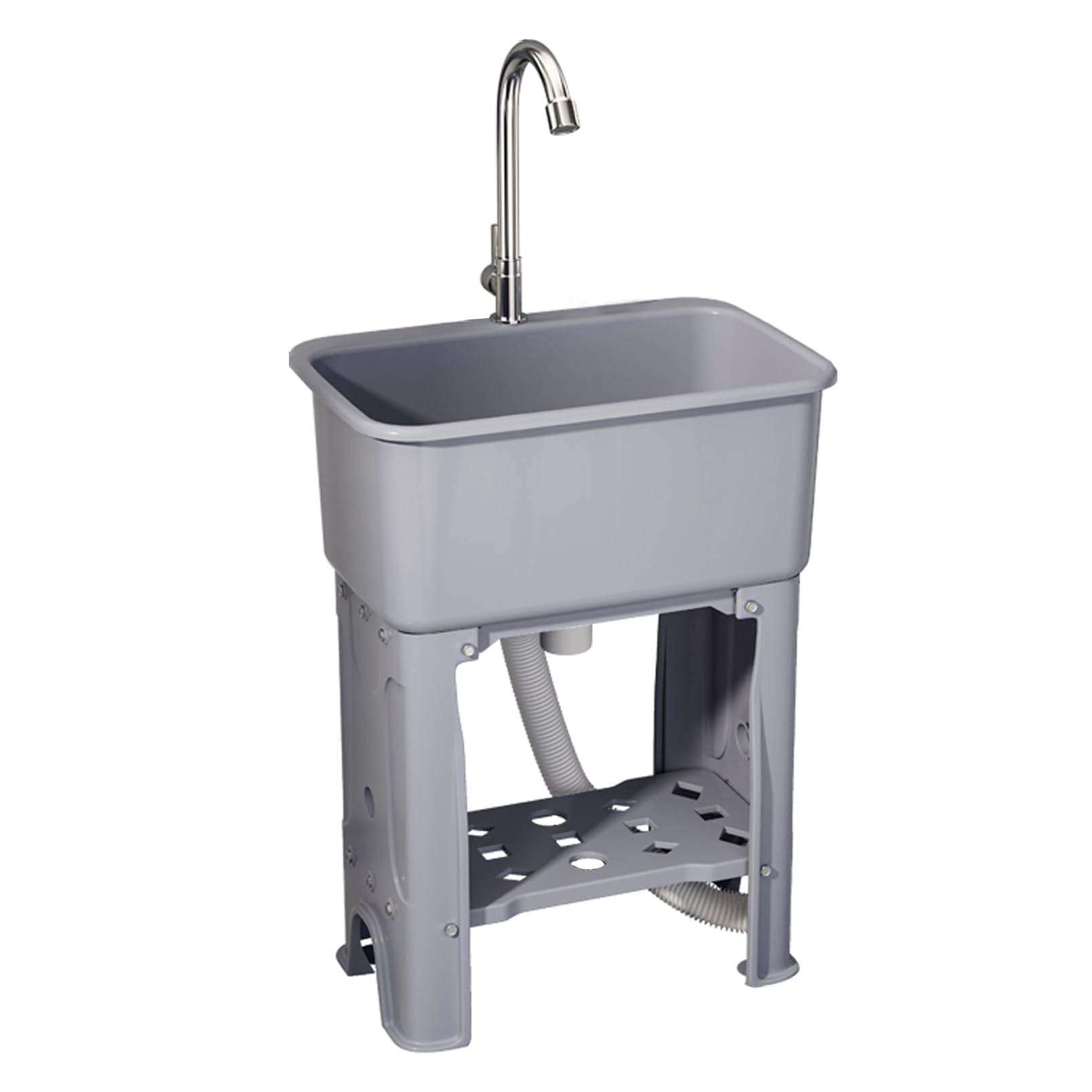 ZQFHSX Freestanding Sink, Hand Washing Station, Portable Plastic Sink Moistureproof Outdoor Utility Laundry Tub with Washboard for Garden, Basement, Camping (60x40cm)