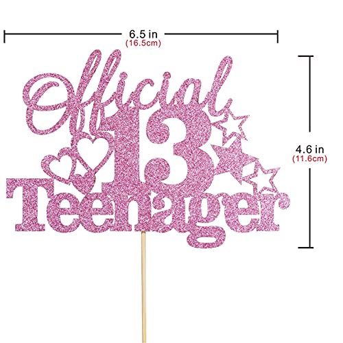 Image of FestikoOfficial 13 Teenager Birthday Cake Topper 13th Birthday Cake Topper Glitter Happy Birthday Cake Decoration (Pink)