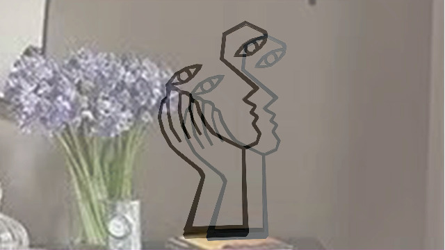 Estatua Pensador Decorativa Abstracta de Metal Negra miniatura 7