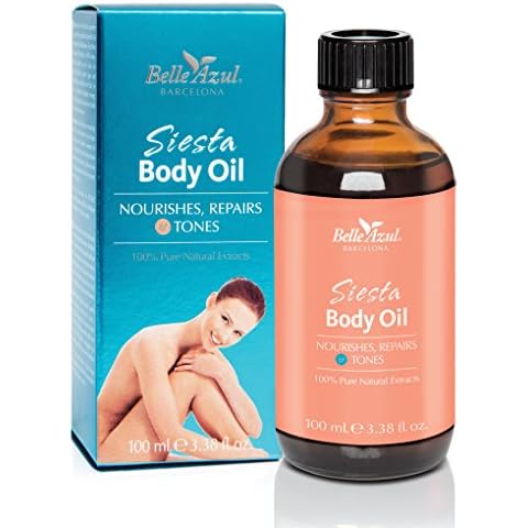 Belle Azul Siesta Body Oil 100 ml. - Nourishing and Firming Body Oil - Non-greasy and Quickly absorbed - with Organic Argan Oil Certified by ECOCERT - Made in Spain Cover