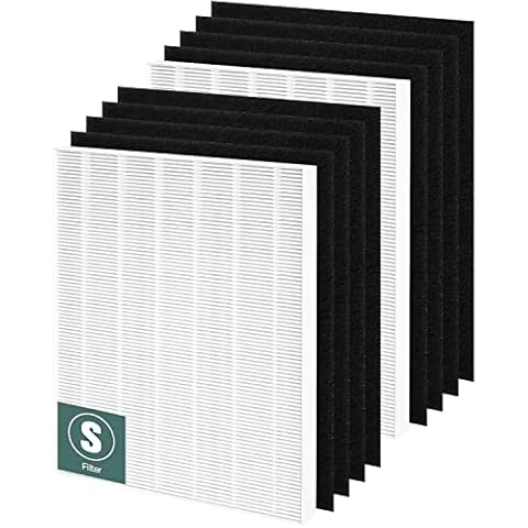 C545 True HEPA Replacement Filter S Compatible with Winix C545 Air Purifier Replacement for Winix S Filter 1712-0096-00 and 2522-0058-00, Funmit 2 x True HEPA Filter + 8 x Activated Carbon Pre-Filter Cover