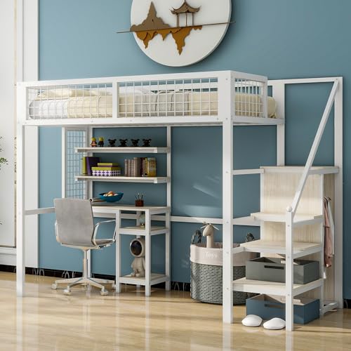2. Risparmia spazio: letto a soppalco alto, l'altezza dello spazio sotto il letto è di 150 cm ed è dotata di una scrivania per computer che dà vita al comfort