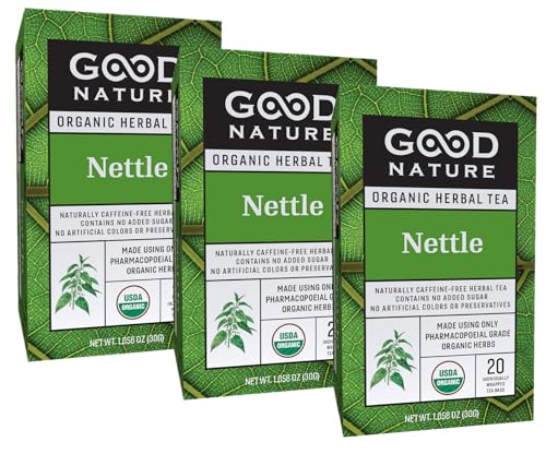 Good Nature Organic Herbal Tea (Pack of 3 Boxes) - 60 Total Tea Bags (Nettle)